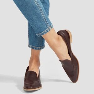 $168 Everlane Made in Italy Dark Burgundy Leather Modern Loafers Flats sz 8.5